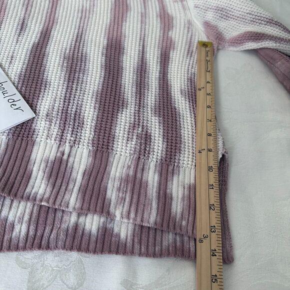 Pistola Sweater Womens Sz M Tie Dye Waffle Jumper Crewneck Pullover White Pink - Picture 4 of 13